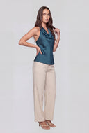Johanna Satin Cowl Halter Top