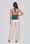 Johanna Satin Cowl Halter Top