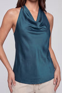 Johanna Satin Cowl Halter Top