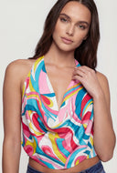 Psychedelic Swirl Crop Halter Top