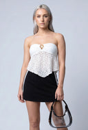 Lace Hanky Hem Strapless Top