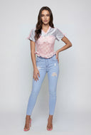 Jersey Insert Lace Bustier Peplum Top