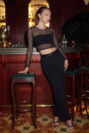 Goldie Long Sleeve Fishnet Crop Top