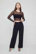 Goldie Long Sleeve Fishnet Crop Top