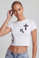 Faith Rhinestone Crop T-Shirt