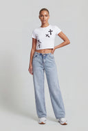 Faith Rhinestone Crop T-Shirt