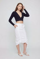 Plunge V-Neck Long Sleeve Crop Top