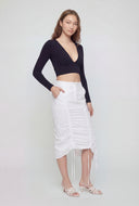 Plunge V-Neck Long Sleeve Crop Top