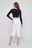 Plunge V-Neck Long Sleeve Crop Top