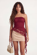 Lace Asymmetrical Tube Top