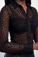 Margot Dalmatian Burnout Button Front Blouse