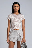 Leaf Print Short Sleeve T-Shirt
