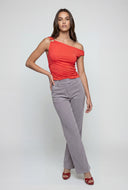 Ruched O-Ring One Shoulder Blouse