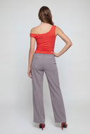 Ruched O-Ring One Shoulder Blouse