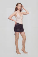 Lace Trim Ribbed Crop Tank Top
