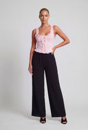 Lace Trim Ribbed Crop Tank Top