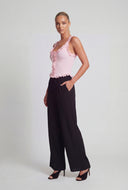 Lace Trim Ribbed Crop Tank Top