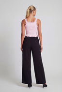 Lace Trim Ribbed Crop Tank Top