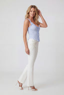 Lace Trim Ribbed Crop Tank Top