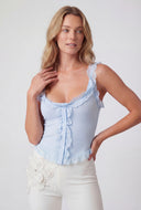 Lace Trim Ribbed Crop Tank Top