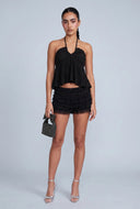 Aspyn Textured Crop Halter Top