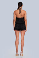 Aspyn Textured Crop Halter Top