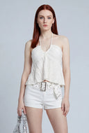 Aspyn Textured Crop Halter Top