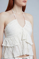 Aspyn Textured Crop Halter Top