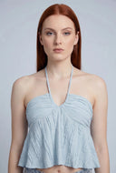 Aspyn Textured Crop Halter Top