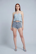 Aspyn Textured Crop Halter Top