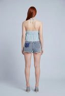 Aspyn Textured Crop Halter Top
