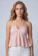 Aspyn Textured Crop Halter Top