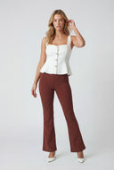 Metallic Button Sleeveless Peplum Blouse