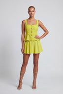 Metallic Button Sleeveless Peplum Blouse