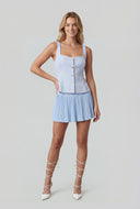 Metallic Button Sleeveless Peplum Blouse