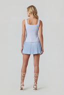 Metallic Button Sleeveless Peplum Blouse