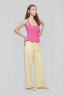 Metallic Button Sleeveless Peplum Blouse