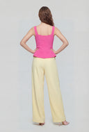 Metallic Button Sleeveless Peplum Blouse