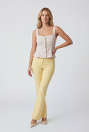 Metallic Button Sleeveless Peplum Blouse