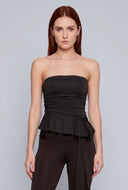 Asymmetrical Peplum Tube Top