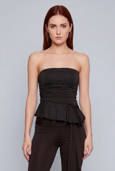 Asymmetrical Peplum Tube Top