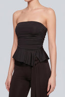 Asymmetrical Peplum Tube Top