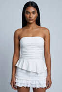 Asymmetrical Peplum Tube Top
