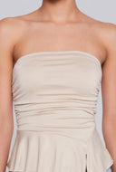 Asymmetrical Peplum Tube Top