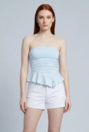 Asymmetrical Peplum Tube Top
