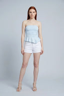Asymmetrical Peplum Tube Top