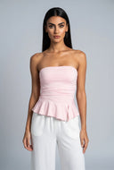 Asymmetrical Peplum Tube Top