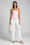 Asymmetrical Peplum Tube Top