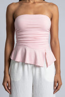 Asymmetrical Peplum Tube Top