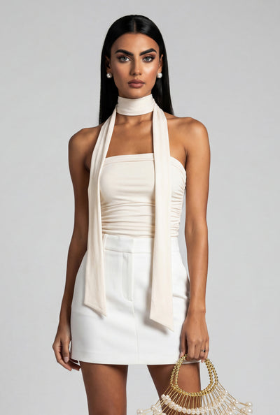 Scarlett Ruched Tube Top with Scarf